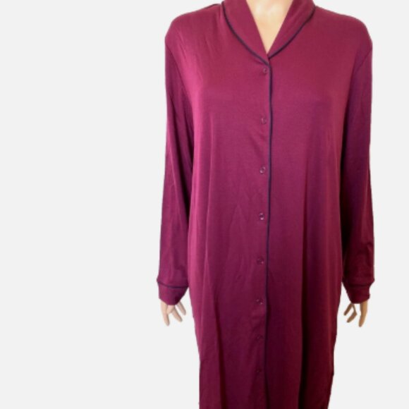 NWT HANRO Natural Comfort Long Sleeve Button Front Nightgown Small Retail $220. - Picture 1 of 4